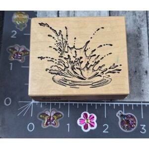 PSX Designs Water Splash Pond Drop E1567 Rubber Stamp Wood #V112